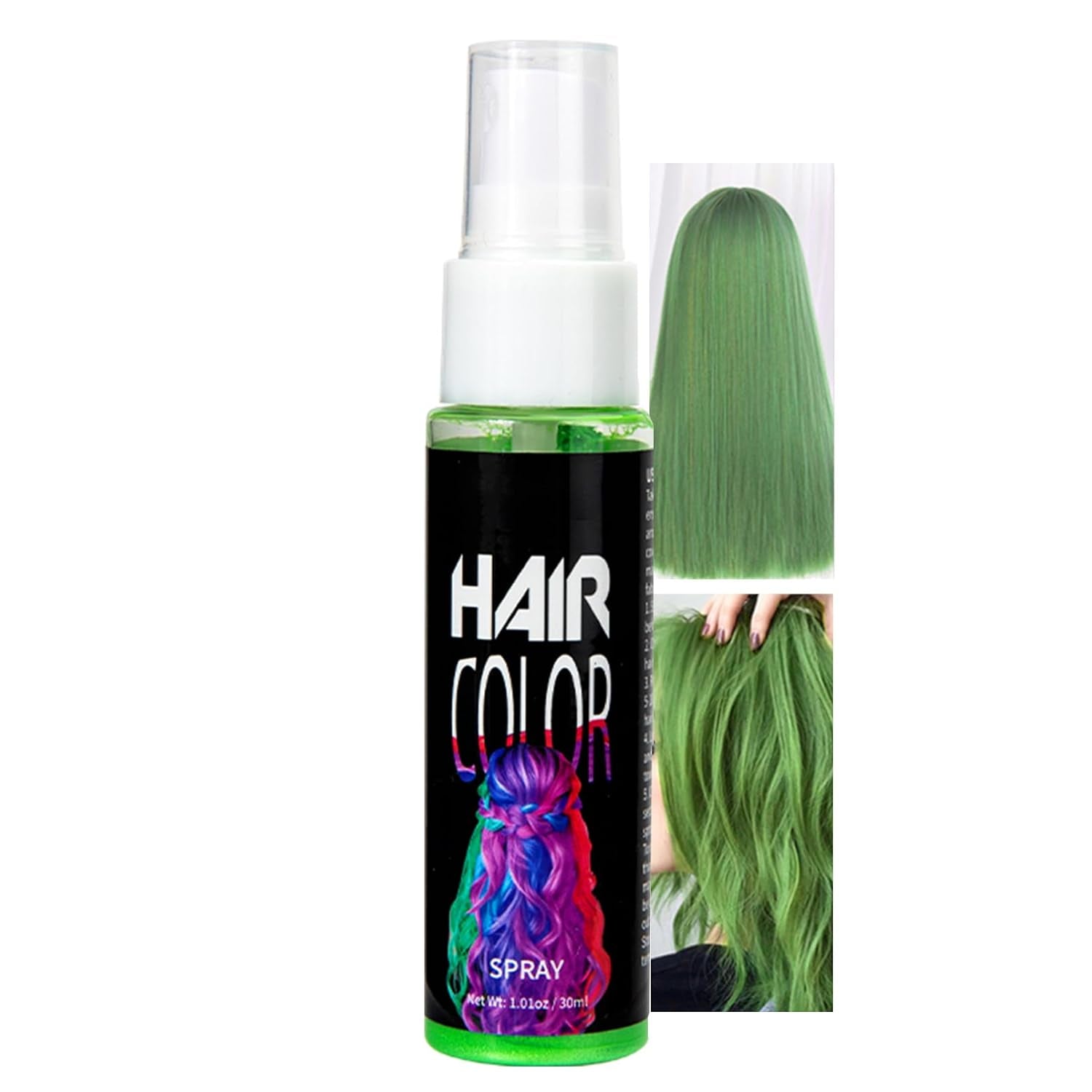 Culoare spray pentru păr, Vopsea de păr temporară spray roșu, Vopsea de păr colorată roșu, Vopsea de păr lavabilă, Spray de culoare pentru păr roșu viu, Vopsea de păr instant, Vopsea de păr pentru carnaval, Halloween, Cosplay, Party Vopsea pentru par Naty Shop Verde 30 Ml (1 pachet)