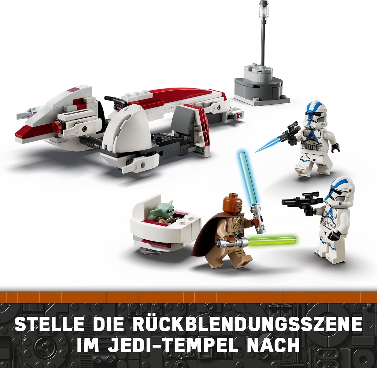 LEGO Star Wars Escape a BARC Speederrel, a Mandalorian szett, játékkerékpár oldalkocsival, Kelleran Beq és Grogu figurákkal, ajándék fiúknak és lányoknak 8 éves kortól 75378 Építőkészletek Beuche den LEGO-Store