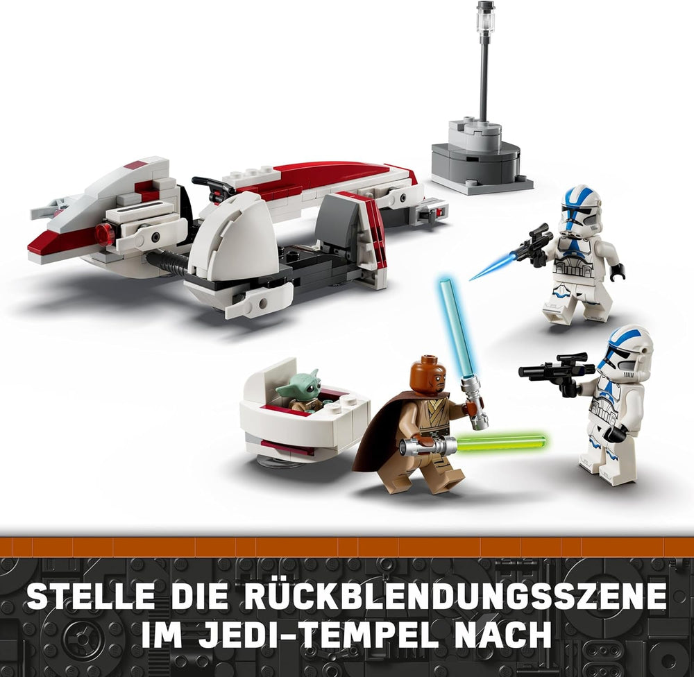LEGO Star Wars Escape a BARC Speederrel, a Mandalorian szett, játékkerékpár oldalkocsival, Kelleran Beq és Grogu figurákkal, ajándék fiúknak és lányoknak 8 éves kortól 75378 Építőkészletek Beuche den LEGO-Store