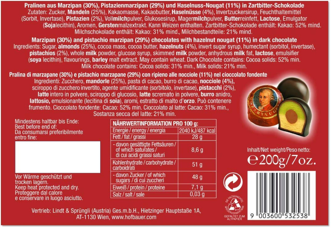 Hofbauer Vienna, Mozartkugeln 200 g, étcsokoládé