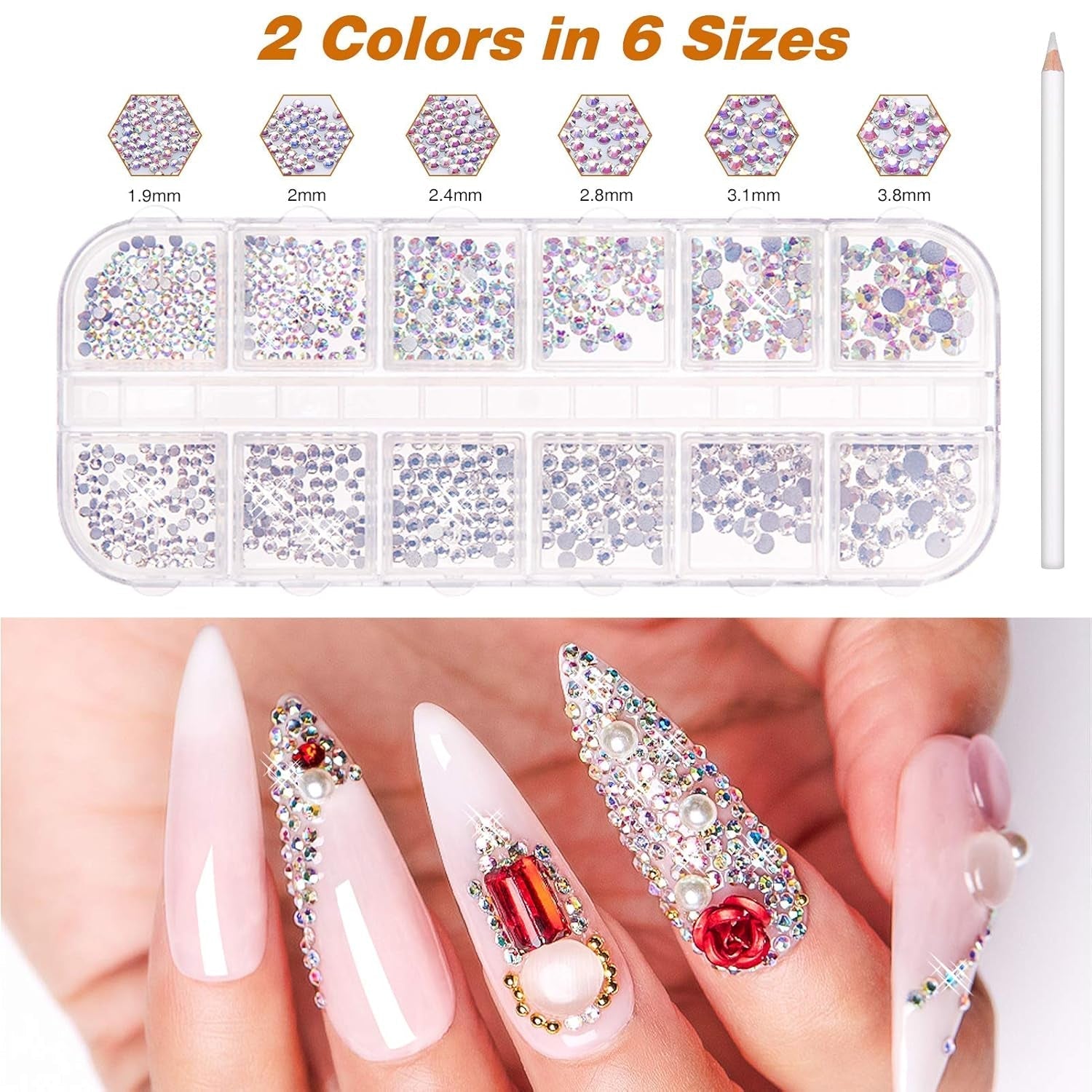 MELLIEX 45 Stück Nail Art Dekoration Zubehör Set, Nägel Pinsel Strasssteine Glitzer Goldfolie Nageldesign Dotted Pen Streifenband Für Nagelkunst Maniküre Set