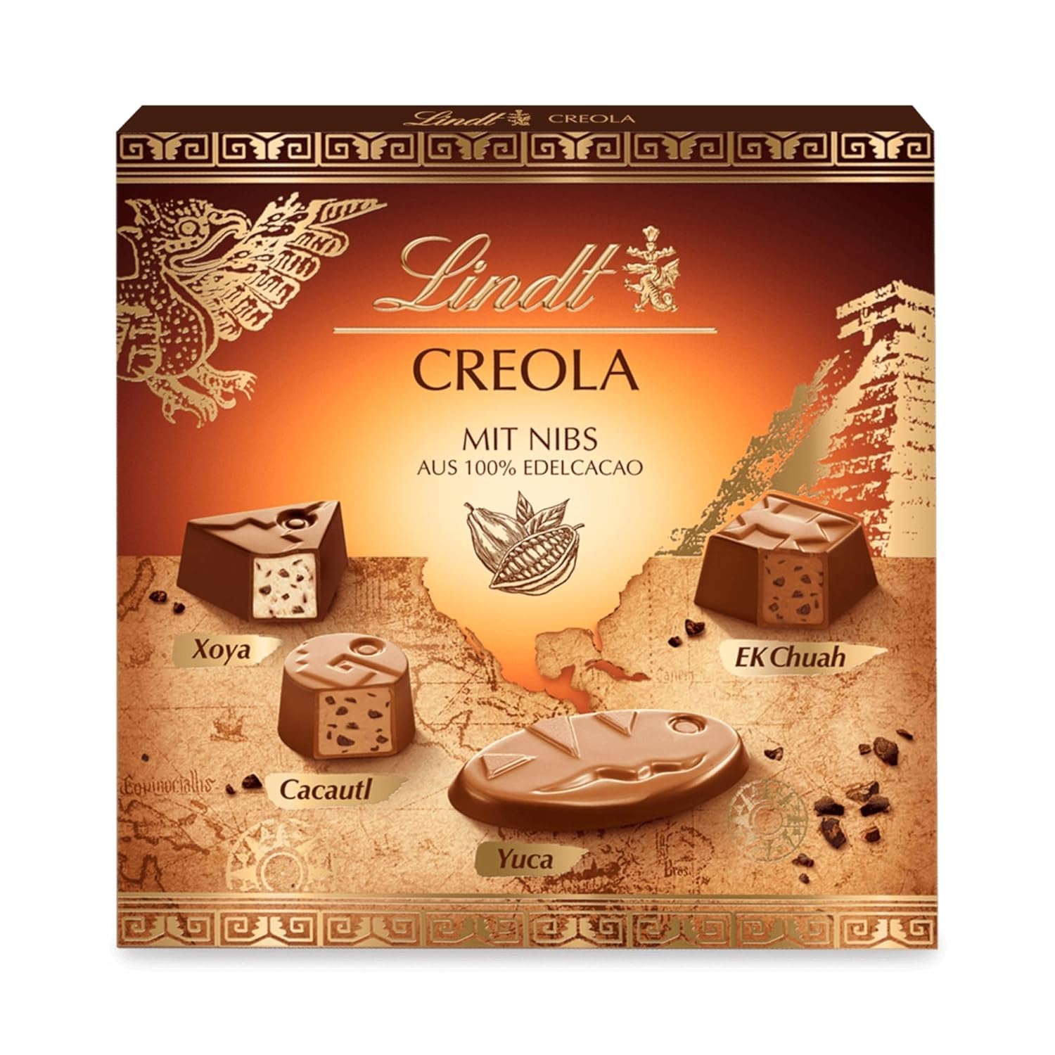 Lindt csokoládé | Kreol pralinédoboz | 165g | 15 praliné 4 ízletes változatban, 100% finom kakaóból, alkoholmentes | Csokoládé ajándék készlet