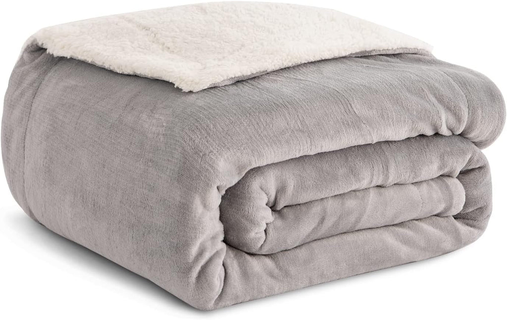 Kono Sherpa fleece throw blanket, 150 X 200 Cm, Soft, Cosy, Fluffy, Reversible, Microfibre, pături fixe pentru pat, canapea, canapea (Albastru marin, dublu/double) Paturi si Cuverturi Besuche den KONO-Store Gri Twin/Double