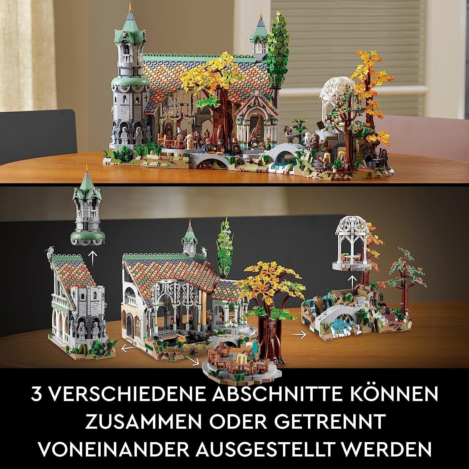 LEGO Icons A Gyűrűk Ura: Rivendell - Felnőtt gyűjtemény és bemutató készlet 15 egyedi minifigurával, köztük Gandalf, Legolas, Aragorn és Frodó, kizárólag az Amazonon - 10316 Építőkészletek Besuche den LEGO-Store