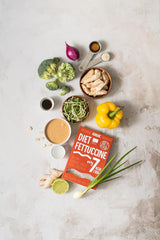 Fettuccine Konjac Noodles Bio Shirataki diétás étel - 300g, alacsony szénhidráttartalmú, cukormentes, keto, vegán, alacsony kalóriatartalmú, glutén- és tojásmentes, Konjac lisztből készült