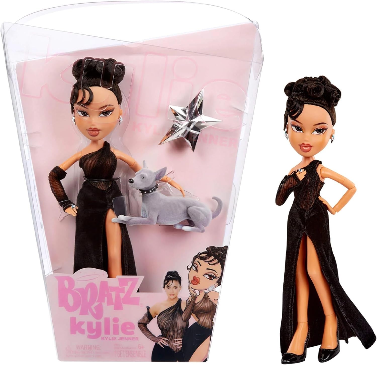 Bratz x Kylie Jenner - Day Modepuppe - Sammlerpuppe mit Tagesoutfit, Accessoires und Poster - Für Kinder und Sammler ab 6 Jahren, Veganes Lackleder
