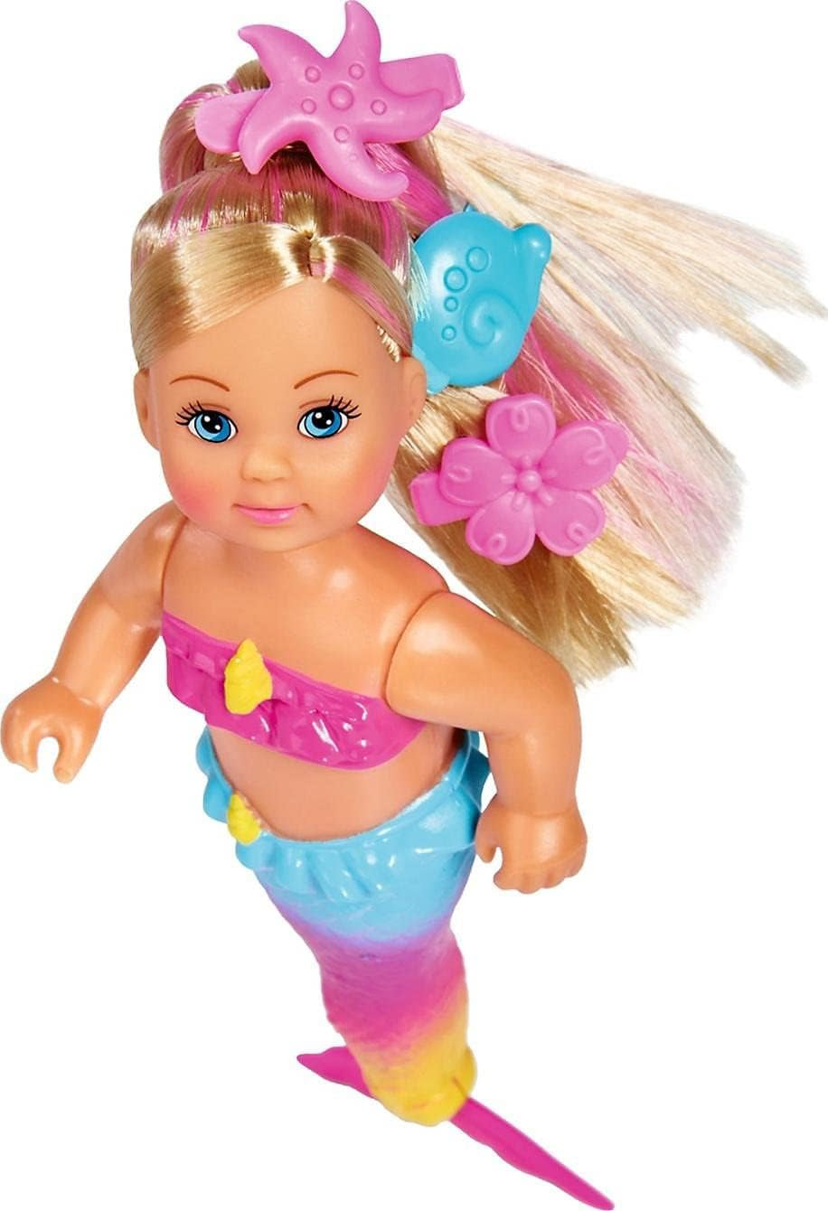 Simba 105733318 - Evi Love Swimming Mermaid, Evi ca o sirenă, Poate înota corect, Cu figurină de pește, Păpușă de îmbrăcat, 12cm, Pentru copii de la 3 ani în sus Papusi Naty Shop Titlu implicit
