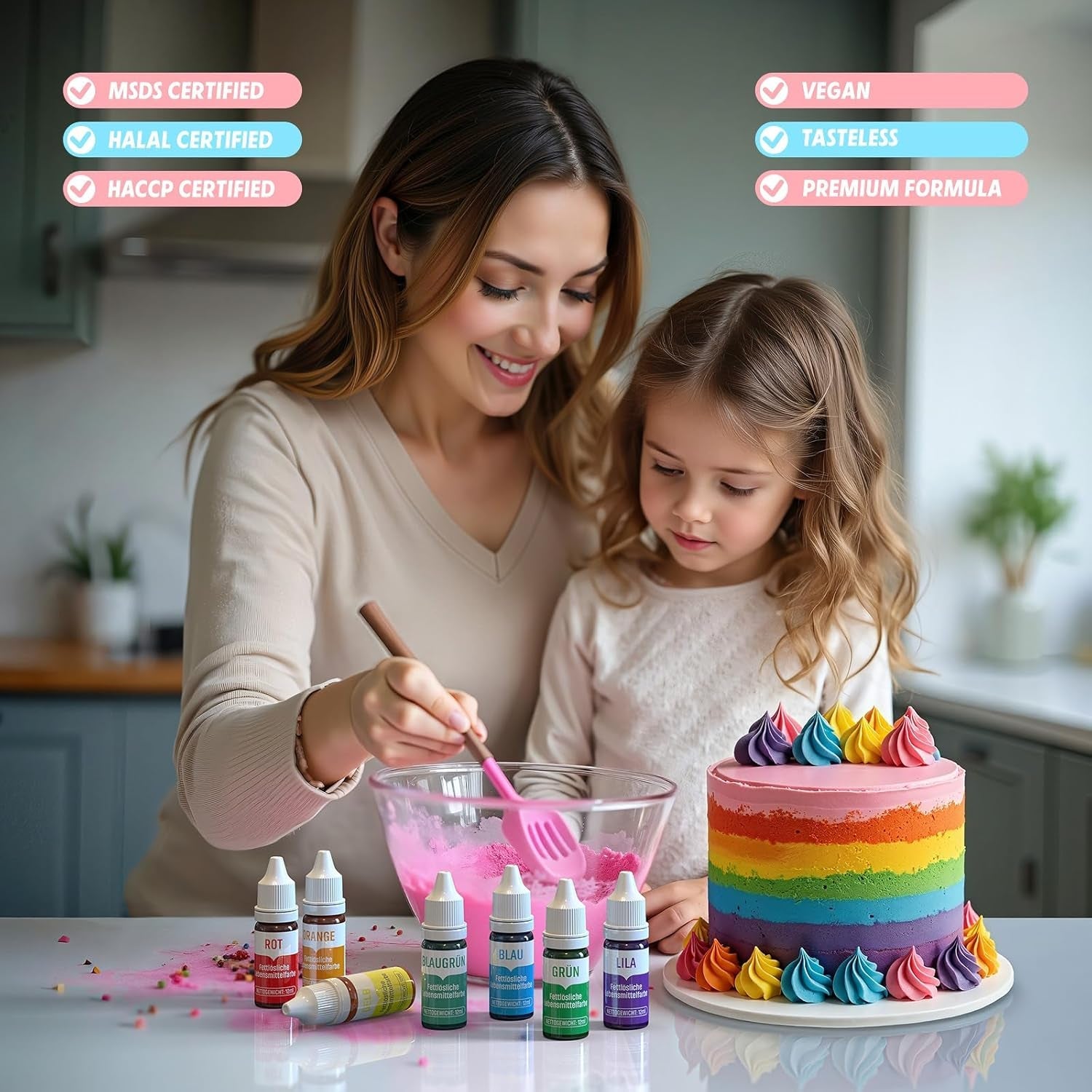 Colorant alimentar liposolubil 7 culori x 12 ml, colorant alimentar foarte concentrat pe bază de ulei pentru ciocolată, colorant alimentar pentru decorarea torturilor, brioșe, copt, glazură, fondant