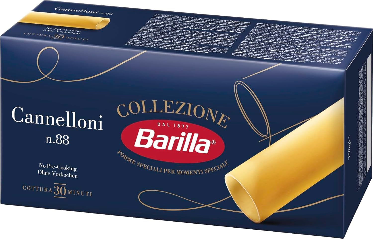 Barilla Collezione Cannelloni Kiváló minőségű durumbúza tészta Mindig Al Dente 12 db-os csomag (12 x 250g)