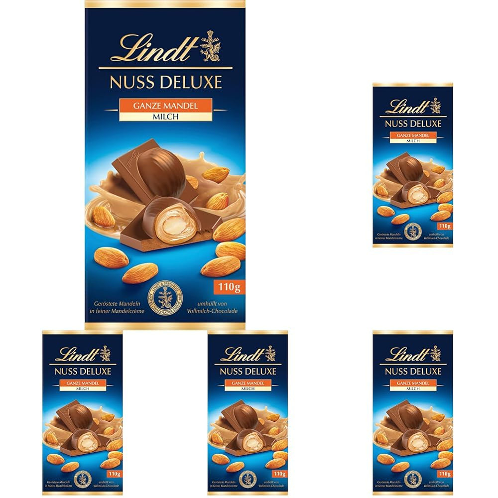 Lindt csokoládé | NUT DELUXE Csokoládé tejjel és mandulával | 110g | Tejcsokoládé pirított mandulával sima mandulakrémben | Csokoládé tábla