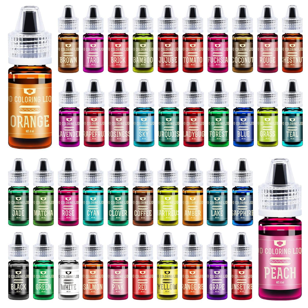 Lebensmittelfarbe - 30 X 10Ml Lebendige Lebensmittel Farben Zum Backen, Kuchen Dekorieren, Zuckerguss, Kekse, Fondant Und Macaron - Flüssige Food Coloring Für Die DIY Seifenherstellung Und Basteln Naty Shop 42 Farben