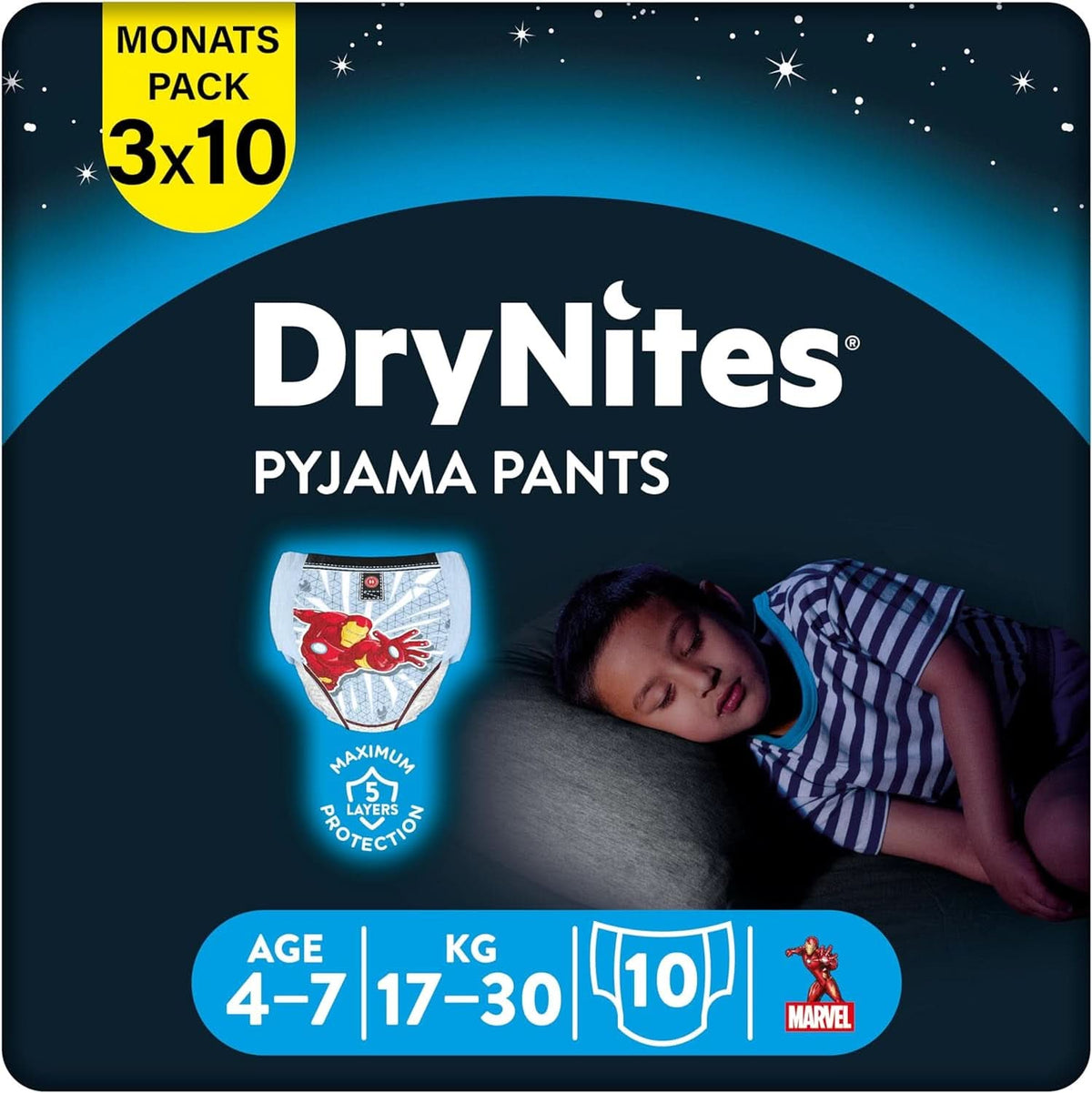 HUGGIES Drynites éjszakai pelenka, 4-7 éves fiúknak (17-30 kg), 30 db Naty Shop 17-30 Kg 10 db