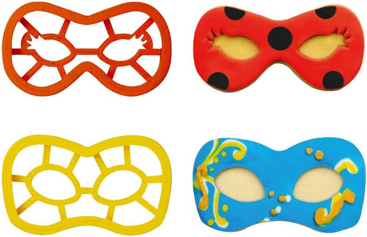 0255136 Set de forme pentru biscuiți cu mască de carnaval, Setul ideal pentru realizarea decorațiunilor din fondant sau cauciuc, Fabricat în Italia, Design original. Pachet de 2 piese.