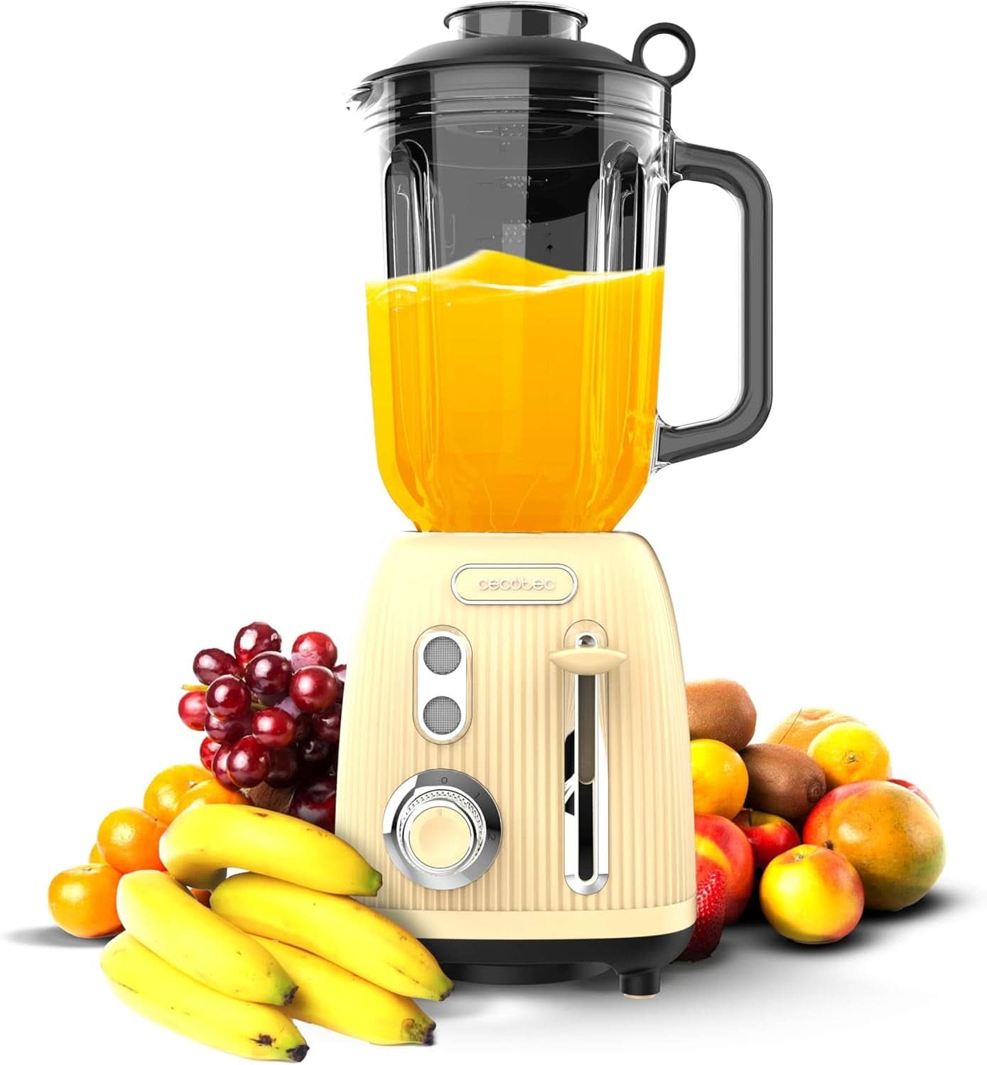 Cecotec Standmixer Retro Power Black Titanium Retrogreen. 1200 W Maximale Leistung, 2 Geschwindigkeiten, 4-Klingen-Messer Mit Schwarzer Titanbeschichtung Und 1.5L Krug, Vintage-Design Grün Bucatarie Naty Shop Yellow színben