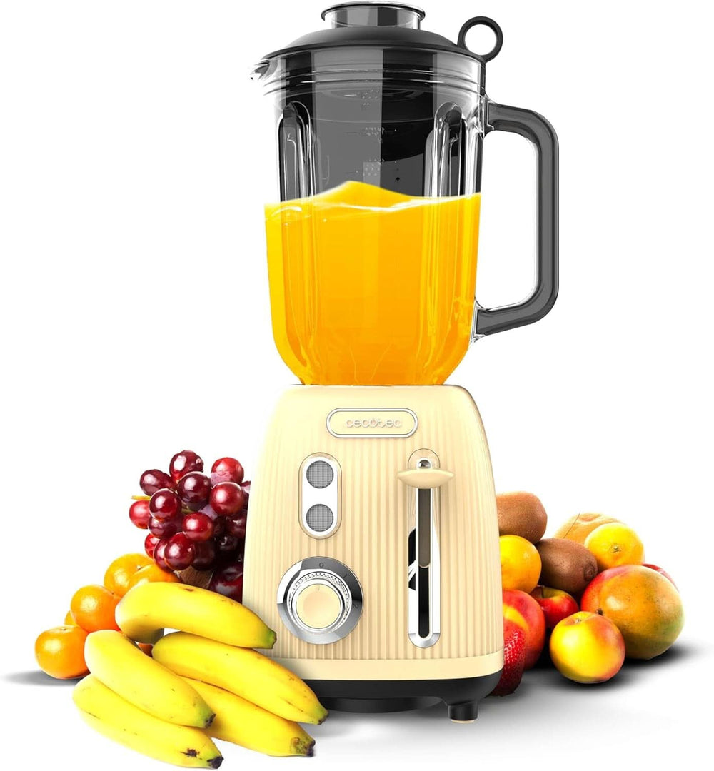 Cecotec Standmixer Retro Power Black Titanium Retrogreen. 1200 W Maximale Leistung, 2 Geschwindigkeiten, 4-Klingen-Messer Mit Schwarzer Titanbeschichtung Und 1.5L Krug, Vintage-Design Grün Bucatarie Naty Shop Yellow színben