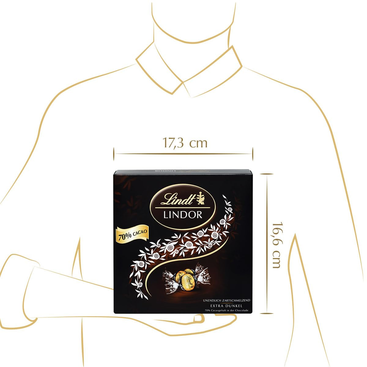 Díszdoboz LINDOR Extra Black 70% Cacao, Ajándékcsokoládé, kb. 15 LINDOR szarvasgomba, 186 g (2 db-os csomag)