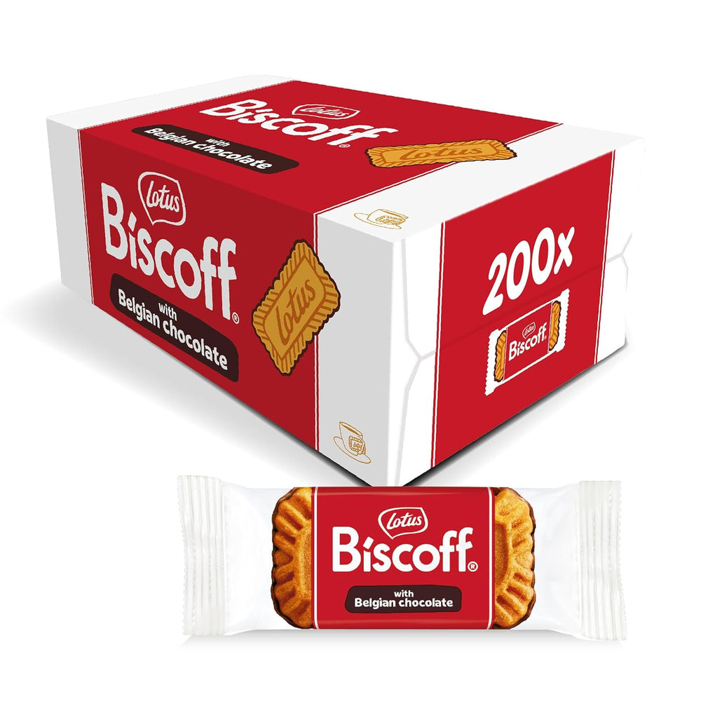 Lotus Biscoff | Karamellizált keksz csokimázzal | 200 db egyenként csomagolt keksz | Csak természetes összetevők | Nincsenek mesterséges színezékek vagy ízek | 200 x 1| 1,47 kg