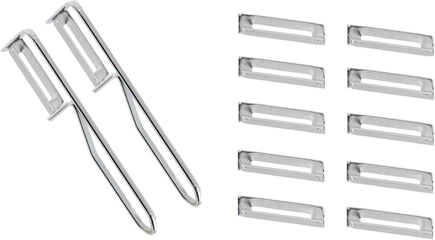 Fackelmann univerzális hámozó, rozsdamentes acél pengéjű hámozó Naty Shop Economy hámozó készlet 2 részes (10 tartalék pengét tartalmaz)