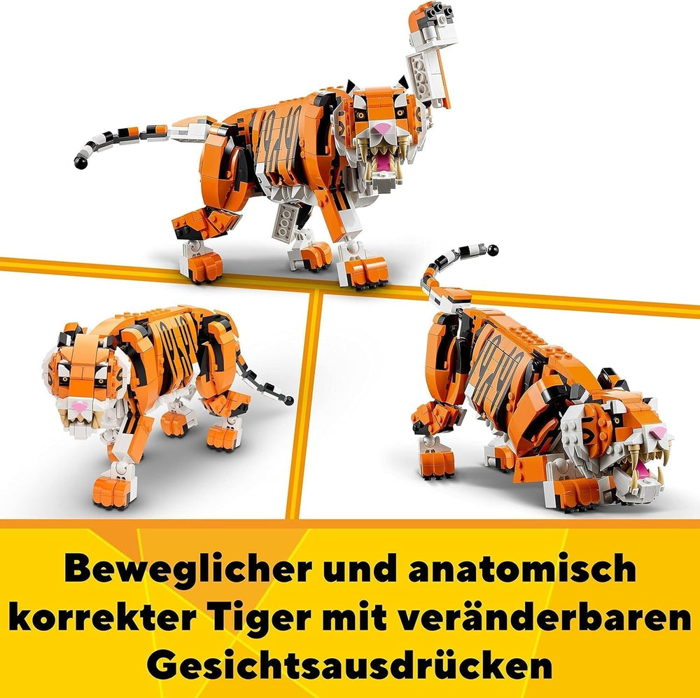 LEGO 31129 Creator Majestic Tiger, Panda vagy Fish 3 az 1-ben állatfigura készlet játék gyerekeknek fiúknak és lányoknak Állatépítő játék építőkészletek Besuche den LEGO-Store