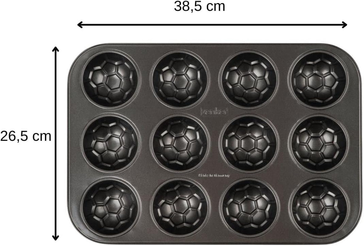 Zenker 12Er Muffinform – Muffinbackblech Für Muffins Und Cupcakes Aus Der Serie Soccer Baking – Hitzebeständiges 12Er Muffinblech Mit Antihaftbeschichtung, Schwarz Formák és tálcák sütéshez Naty Shop