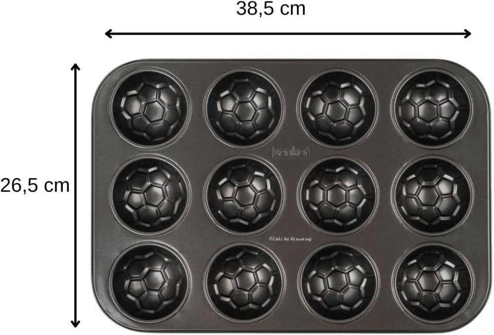 Zenker 12Er Muffinform – Muffinbackblech Für Muffins Und Cupcakes Aus Der Serie Soccer Baking – Hitzebeständiges 12Er Muffinblech Mit Antihaftbeschichtung, Schwarz Formák és tálcák sütéshez Naty Shop