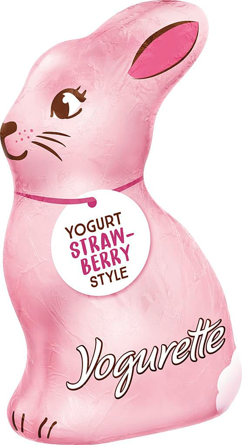 Húsvéti nyuszi joghurttal 75g – Csokoládé nyuszi húsvétra – Fehér csokoládé joghurttal és gyümölcsös eper chipsekkel – Csokoládé nyuszi húsvéti és húsvéti kosárba – Csokoládé ajándék – Húsvéti ajándék