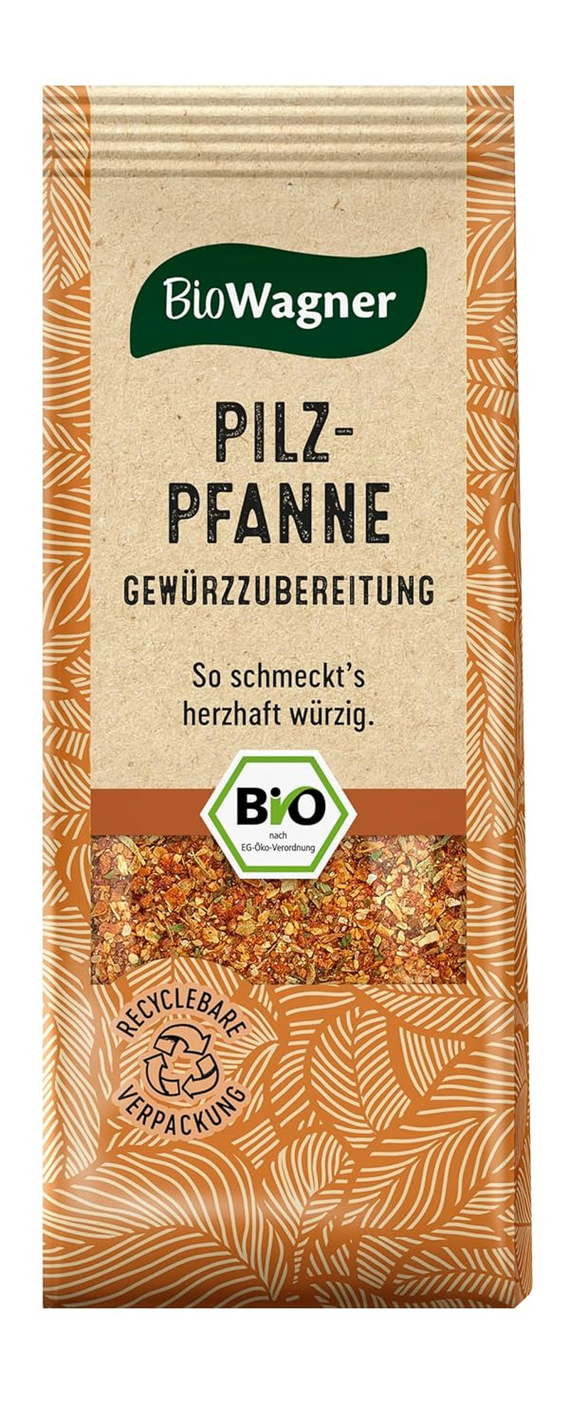 BioWagner - Bio Pilzpfanne Gewürzzubereitung | intenzív-pikant Geschmack | naturbelassen Bio-Zutaten | újrahasznosítható Verpackung | 60 g