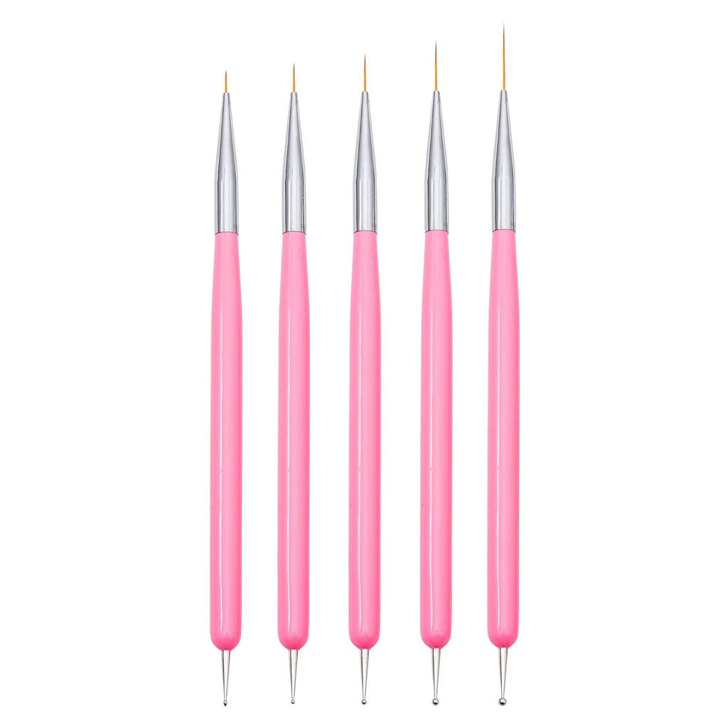 Nagelkunst-Pinsel, 5 Stück, Nailart-Pinsel, Punktierstift-Werkzeuge, Malkunst-Design-Pinsel-Set Für Lange Linien, Dünne Details, Feine Zeichnungsgrößen 7/9/11/15/22 Mm, Schwarz