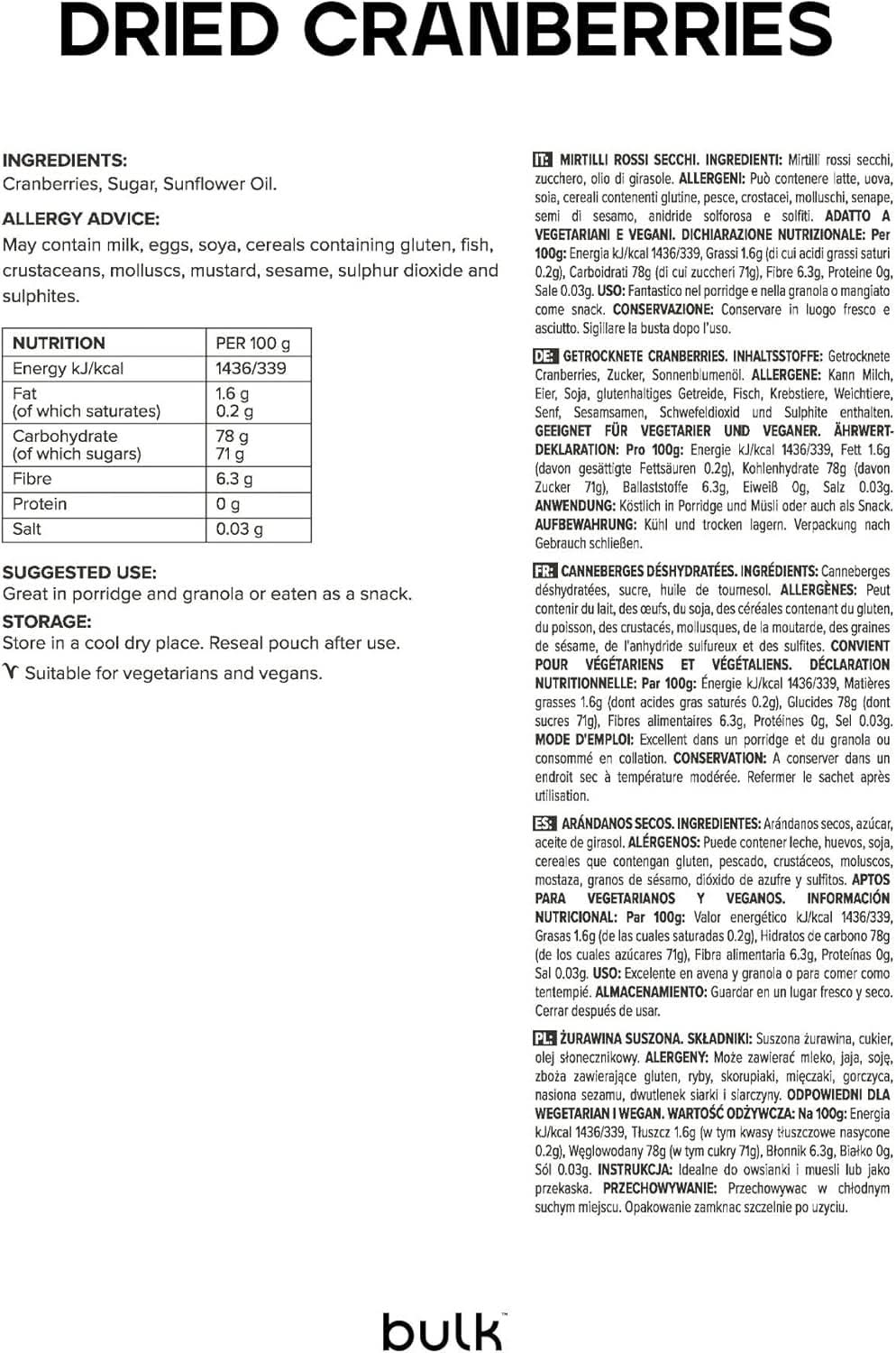 Szárított áfonya ömlesztve, 500 grammos Naty Shop dehidratált termékek