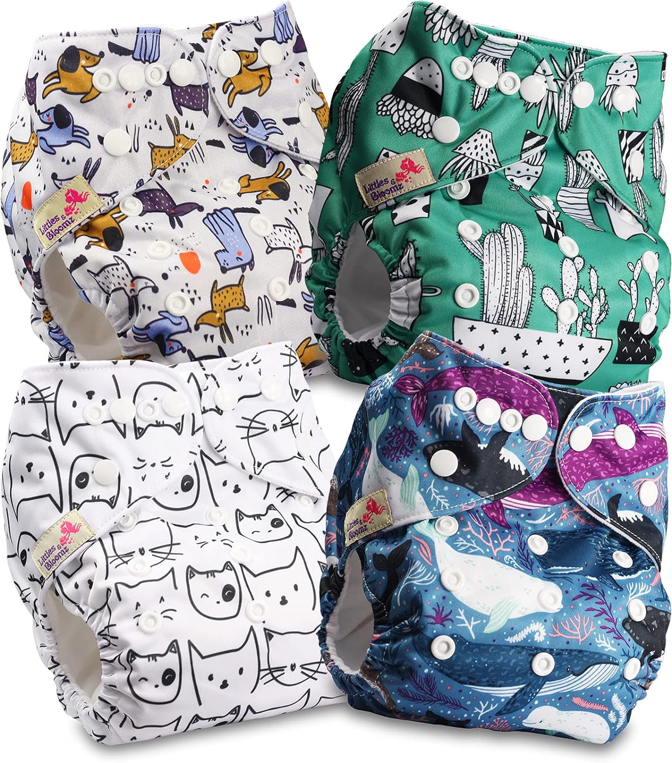 Littles és Bloomz FLP2-0406 Standard Clip újrafelhasználható pelenka, 4 pelenka