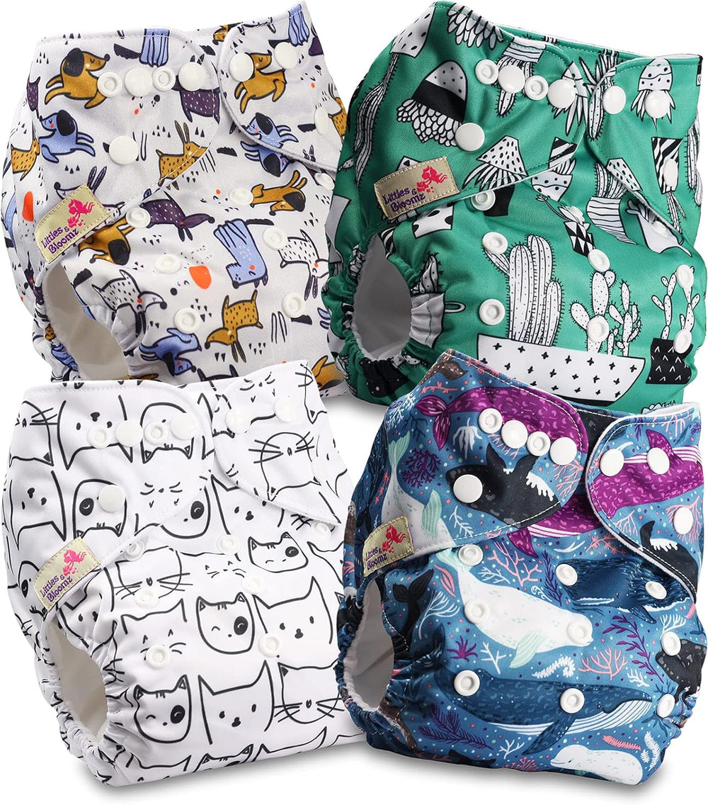 Littles és Bloomz FLP2-0406 Standard Clip újrafelhasználható pelenka, 4 pelenka