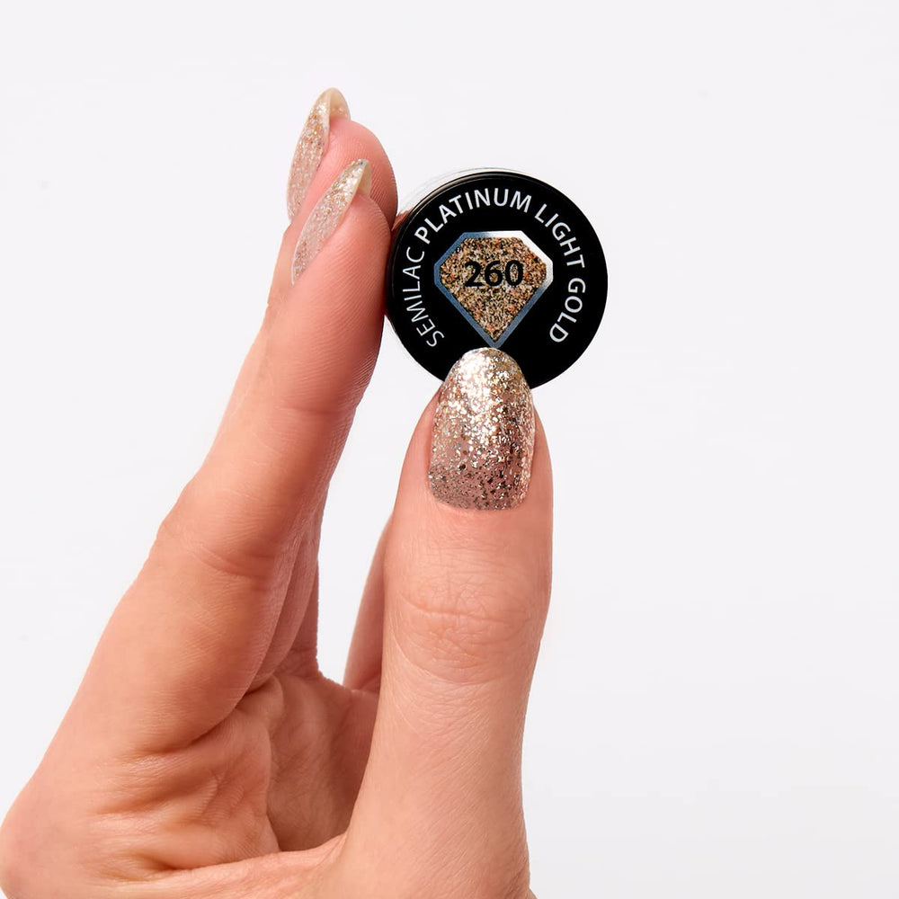 UV körömlakk Semilac 260 Light Gold 7ml Platinum Collection