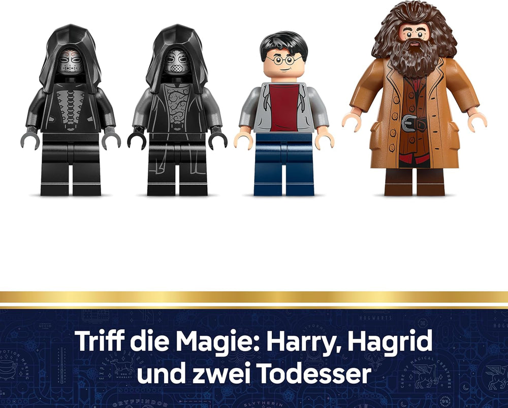 LEGO Harry Potter Hagrids und Harrys Flucht aus dem Ligusterweg - Motorrad Spielzeug mit 4 Minifiguren - 2 Todesser, eine Strassenszene - Geschenk für Mädchen, Jungen und Fans ab 8 Jahren - 76459