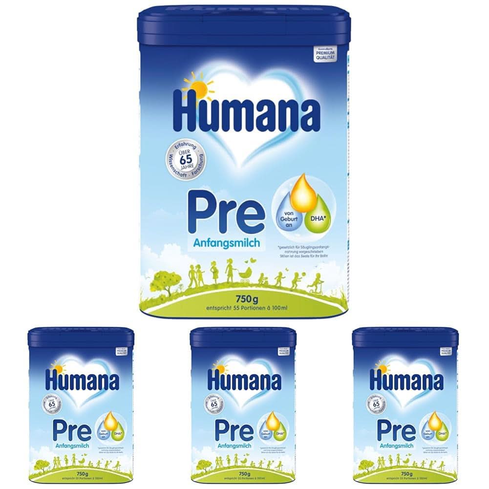 Human Milk Initial PRE, születéstől, tejpor csecsemőknek, csak DHA-val és laktózzal, 750 g Naty Shop 4 x 750 gramm Tejpor