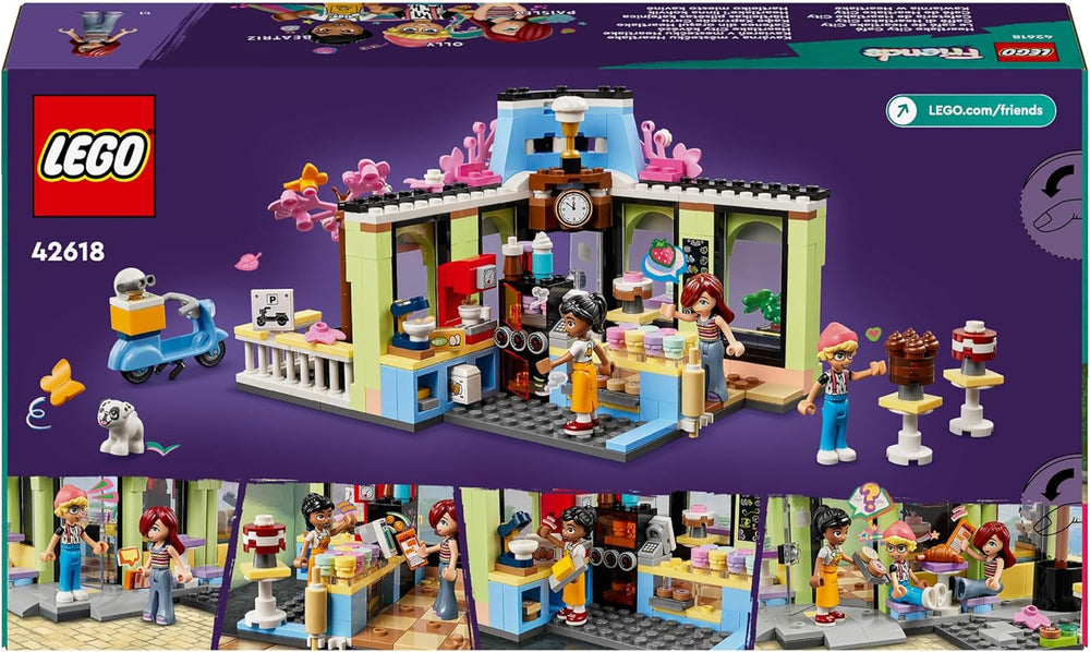 LEGO Friends Heartlake City Café, Gyerekjáték, Játék pékség, Ajándékötlet 6 év feletti lányoknak és fiúknak, 3 db játékfigura és kutyafigura készlet 42618 Építőkészletek Besuche den LEGO-Store