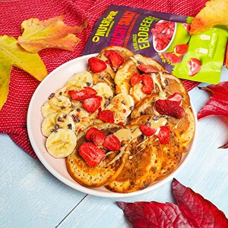 Căpșuni liofilizate 300g: felii de căpșuni uscate neîndulcite - Căpșuni liofilizate cu fructe pure, pline de aromă: fructe de pădure liofilizate - Fructe uscate NUTRIPUR Produse deshidratate Naty Shop