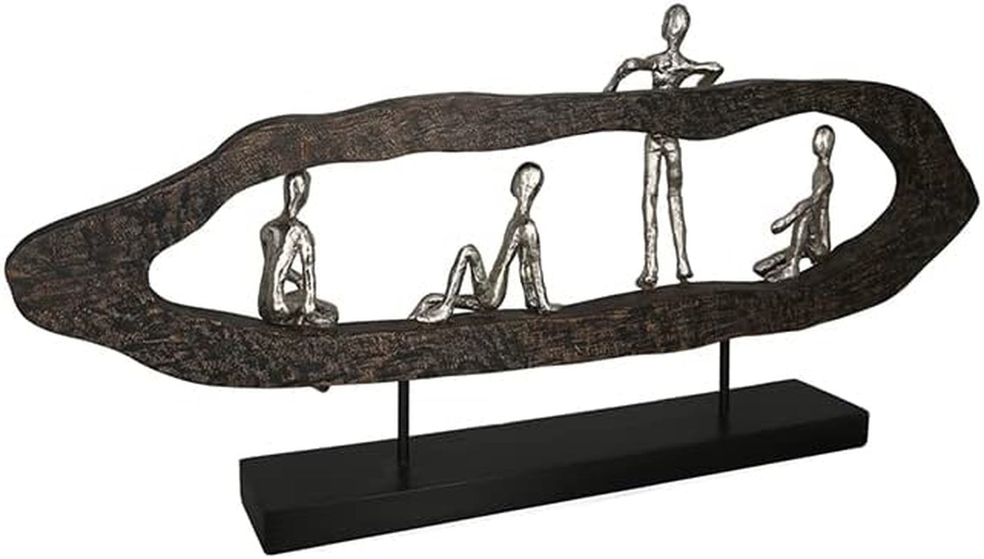 Casablanca design modern GILDE Deco Sculptura Figura - Best Friends - Hang Out Argint, lemn/aluminiu - lățime 75 cm Statuete si sculpturi Naty Shop