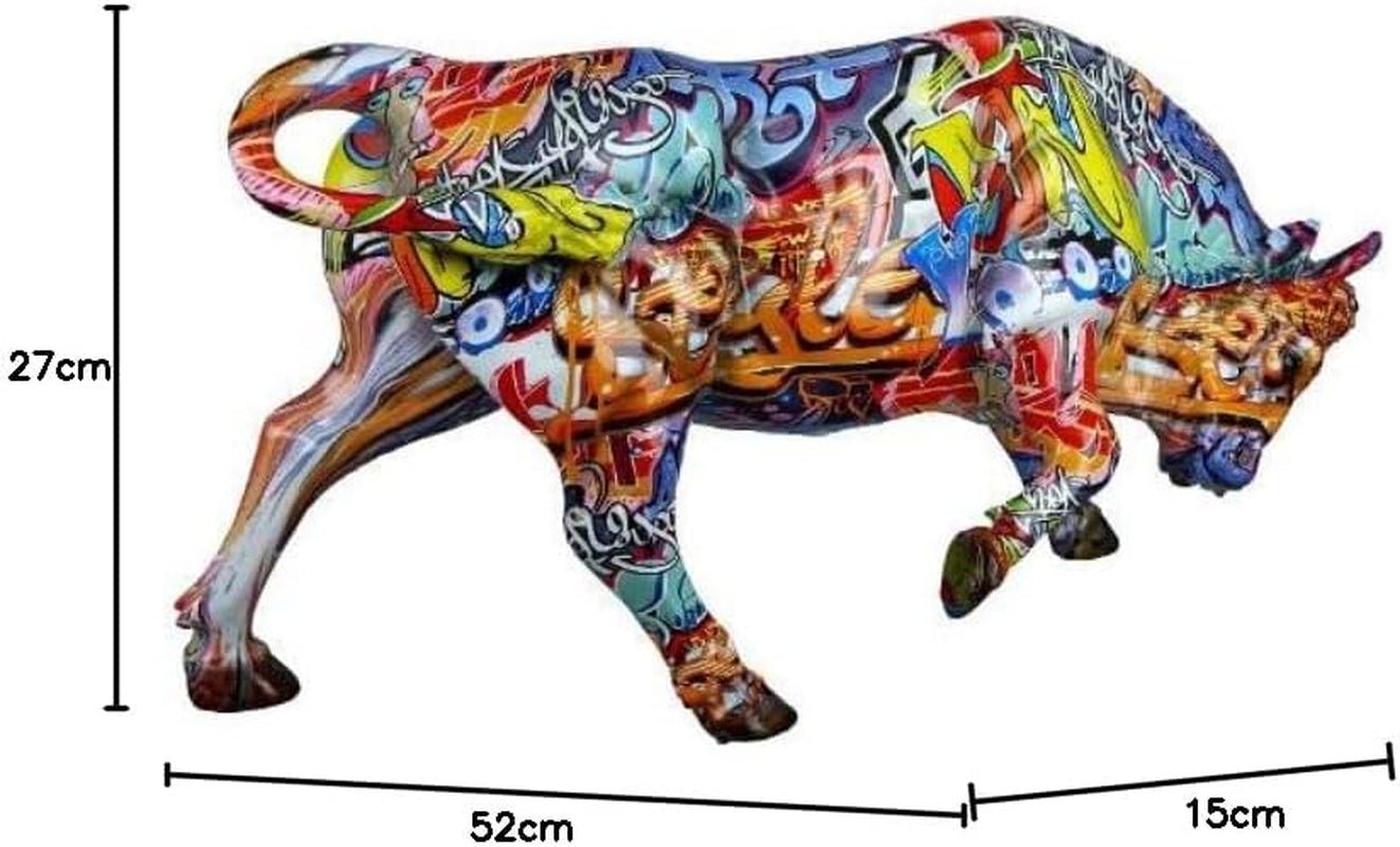 Casablanca figurină decorativă de animale taur - din rășină sintetică în design street art - culoare: multicolor înălțime 27 cm Statuete si sculpturi Naty Shop