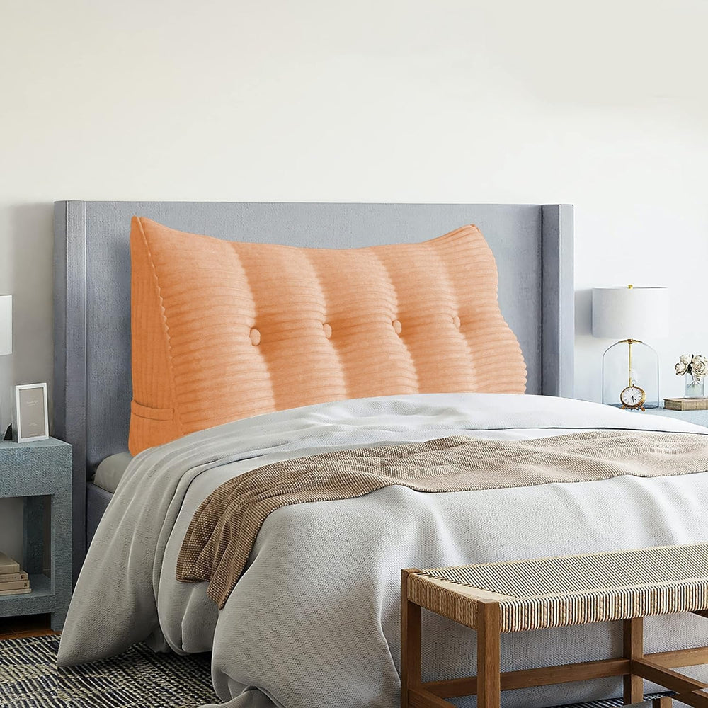 Pernă Johnear cu pană, pernă de citit pentru pat și canapea, pernă pentru spătar, pernă pentru tăblie, pernă lombară triunghiulară mare (gri, 45 cm)