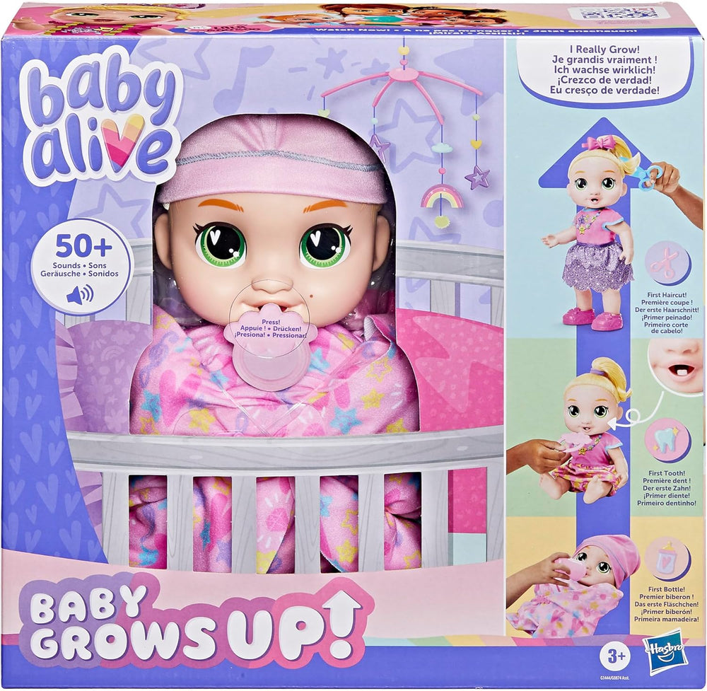Baby Grows Up Puppe LaLa GooGoo – interaktív játék Babypuppe mit Wachstum (25–35 cm), 75+ Geräusche, 6 Mileensteine, Spielzeug für Kinder ab 3 Jahren