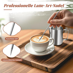 Cană de lapte, cană de lapte din oțel inoxidabil de 350 ml cu marcaj de măsurare, accesoriu barista, cană de lapte pentru cappuccino, espresso, latte art, iubitori de cafea, argintiu, 355 ml