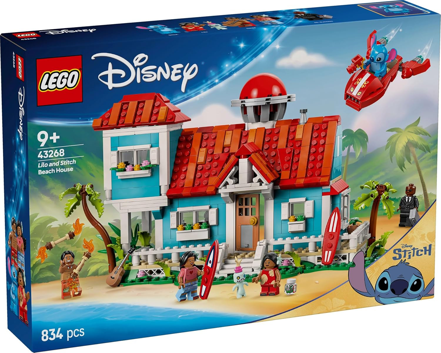 LEGO Ç€ Disney Beach House a "Lilo and Stitch"-től - Megépíthető játék 6 szobával, csillagvizsgálóval, űrhajóval és 5 minifigurával - születésnapi ajándék 9 év feletti lányoknak és fiúknak és rajongóknak 43268 Besuche den LEGO-Store építőkészlet