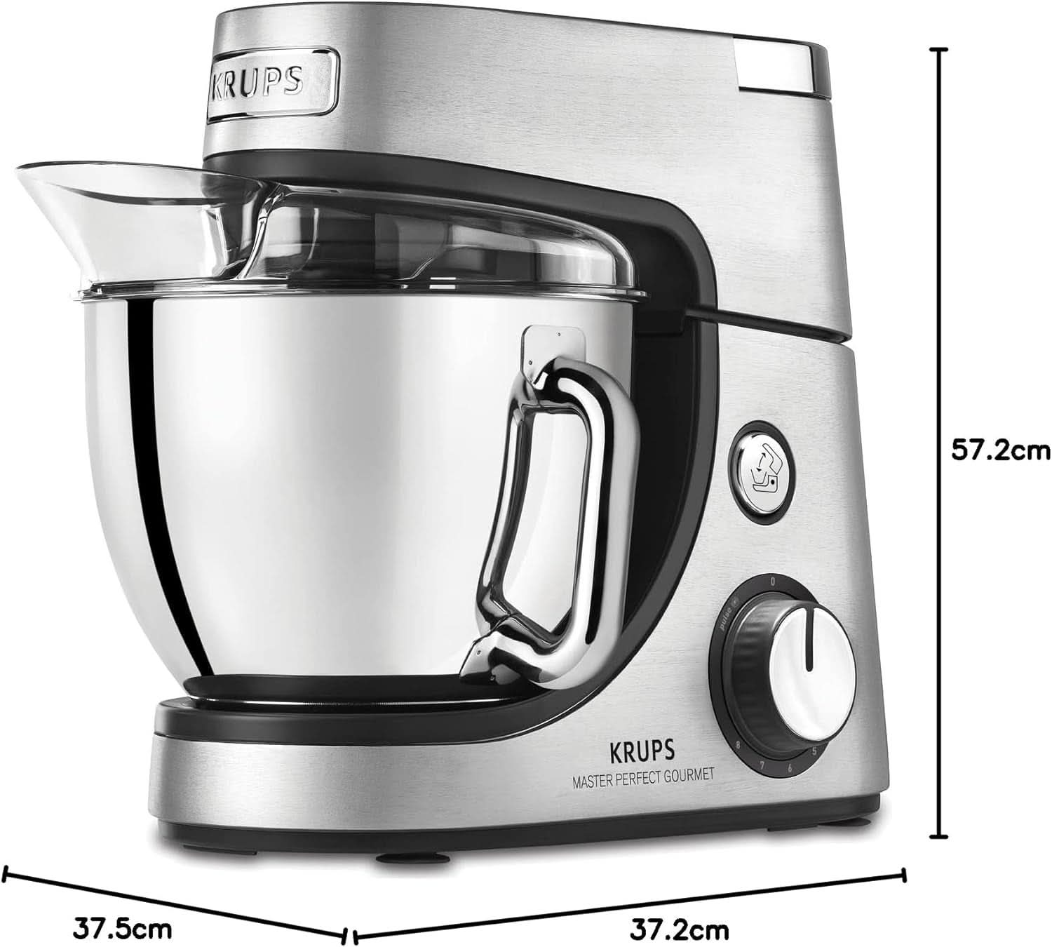 Krups KA631D Master Perfect Gourmet konyhai robotgép | 1100 watt | 8 sebesség | 4,6 literes rozsdamentes acél tál | 5 tartozék: sütőkészlet, rugalmas tál, aprítóegység | szálcsiszolt rozsdamentes acél Mother and Child Naty Shop