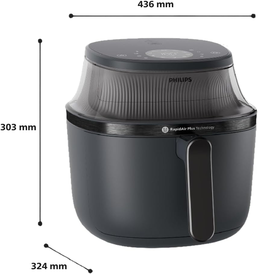 Philips Airfryer 3000 Series 6,2L, Főzőablak, 16 főzési funkció az 1-ben, Rapidair plus technológia, Zsíreltávolítás, Receptek alkalmazása Homeid Appliances Naty Shop