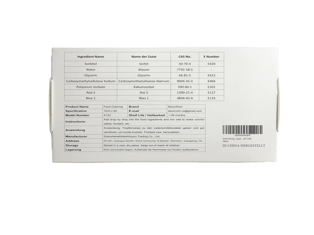 Colorant alimentar - 20 de culori x 10 ml coloranți alimentari concentrați lichizi pentru decorarea torturilor, copt, fursecuri, macaroane - Colorant alimentar fără zahăr pentru băuturi, decorarea torturilor, slime DIY, ouă de Paște