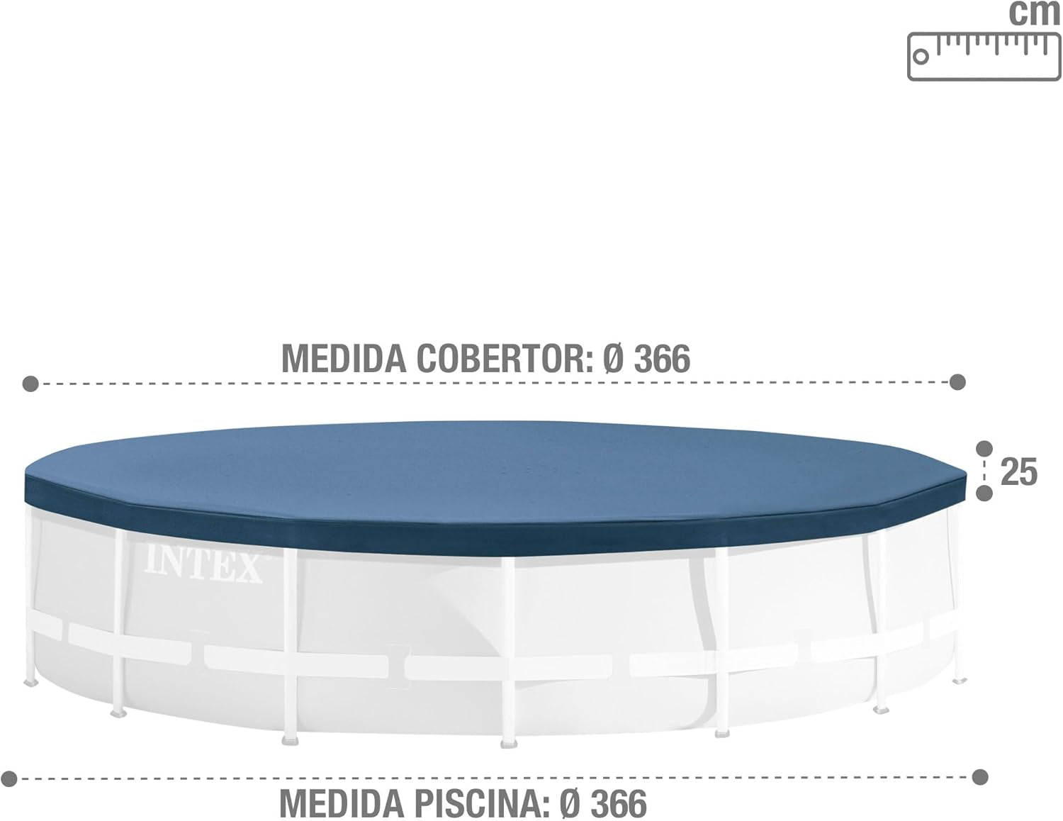 Kerek medencetakaró Intex 28031 - Medenceburkolat - Ø 366 cm - Fém és prizmás vázas medencékhez, Sötétkék