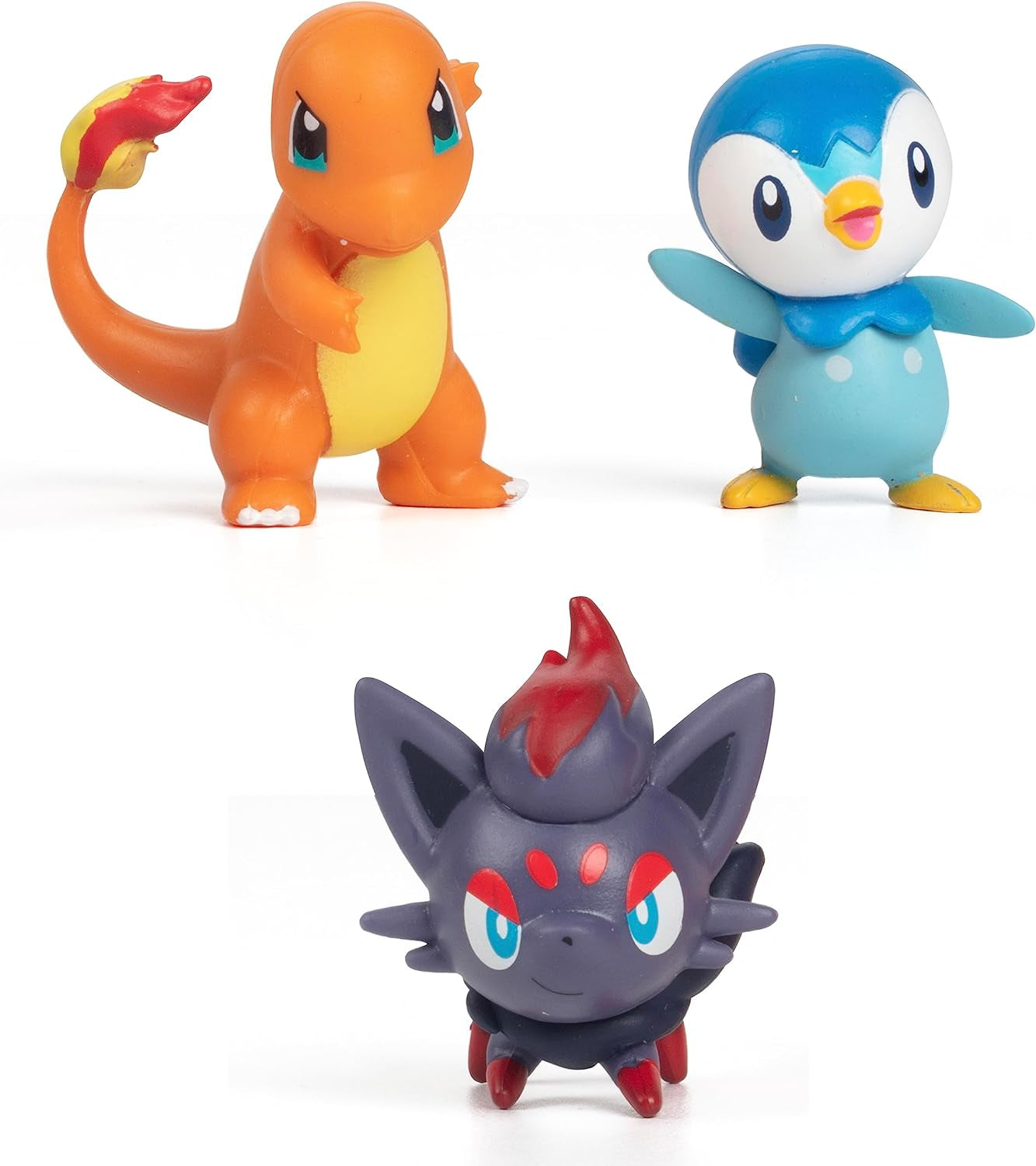 Pokémon-csata készen áll! 6 részes figurakészlet - 11,4 cm-es hamu és indító Pikachu, 5,1 cm-es Charmander, Rowlet, Piplup, Zorua - Hivatalos engedéllyel - Húsvéti ajándék gyerekeknek, fiúknak, lányoknak akciófigurák Naty Shop