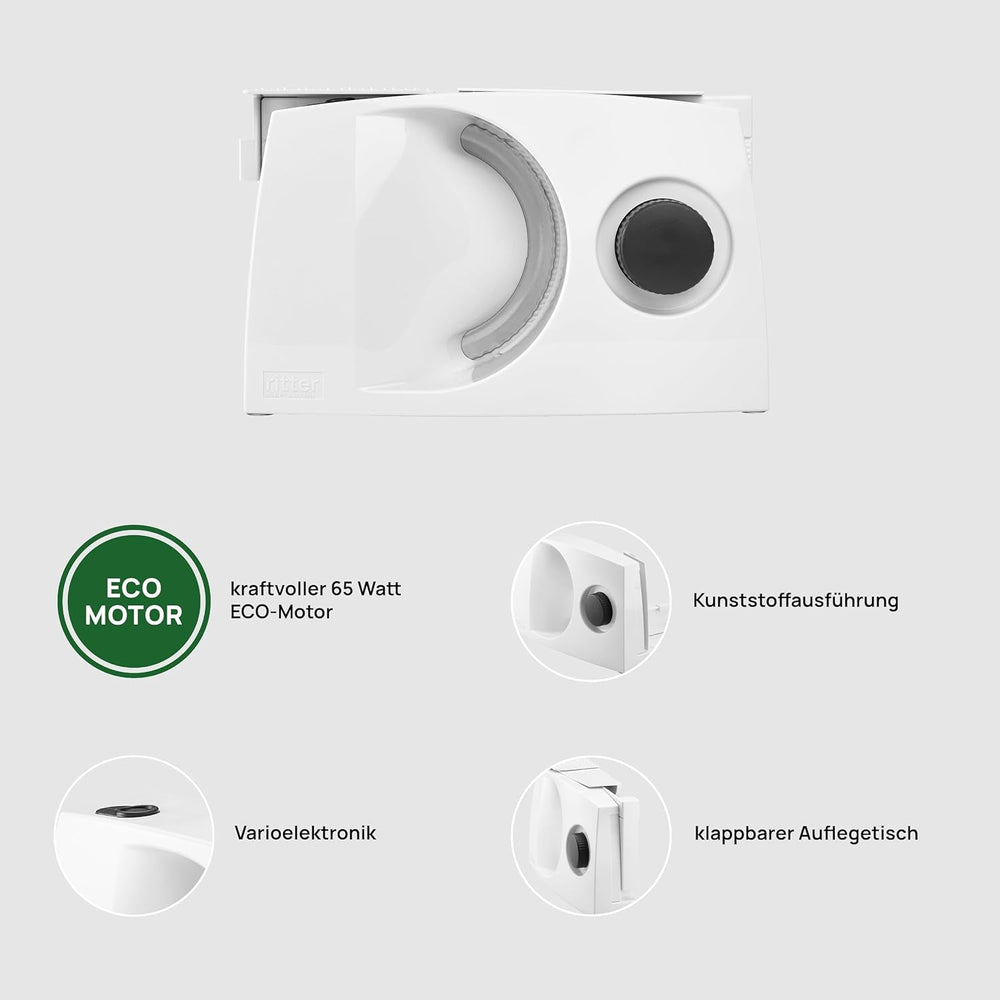 Ritter Markant 05 Többfunkciós összecsukható elektromos kenyérszeletelő és szeletelő ökomotorral, Németországban gyártott Aprítók és szeletelők Naty Shop