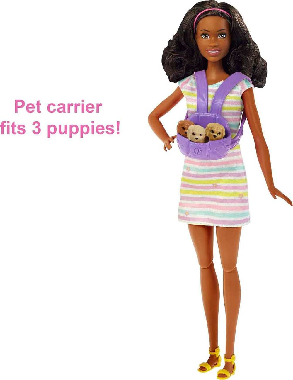 Barbie HCK76 - Welpen-Spielset mit Barbie-Doll (kb. 29 cm, sötétbarna haj), Hündin, die Welpen gebären kann, 3 Welpen & Pflegezubehör, Spielzeug Geschenk für Kinder von 3 bis 7 Jahren