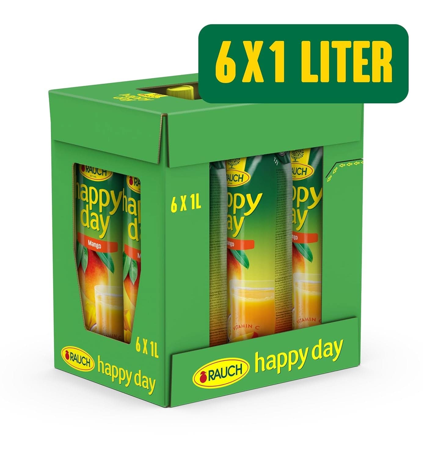 Rauch Happy Day Mango | Finomított ital passiógyümölccsel | Sok C-vitamin | 6 x 1 literes, Tetra Prisma Naty Shop